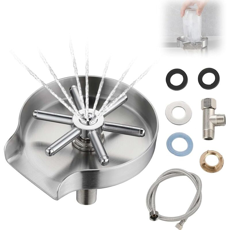 Linghhang – Machine À Laver Les Verres Automatique En Acier Inoxydable 304 – Nettoyage Multi-angle À 360° – Compatible Avec Tasses Et Bouteilles