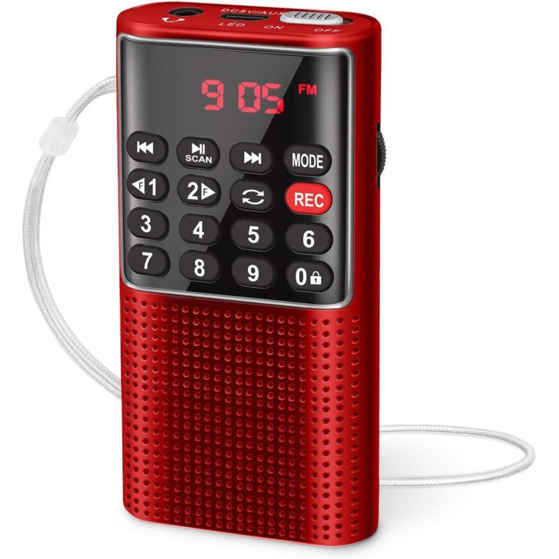 Radio Portable, Petite Radio Portable Rechargeable Avec Fonction D'Enregistrement, Poste Radio Fm Portable Supporte Mp3/tf/aux/usb-c (rose)