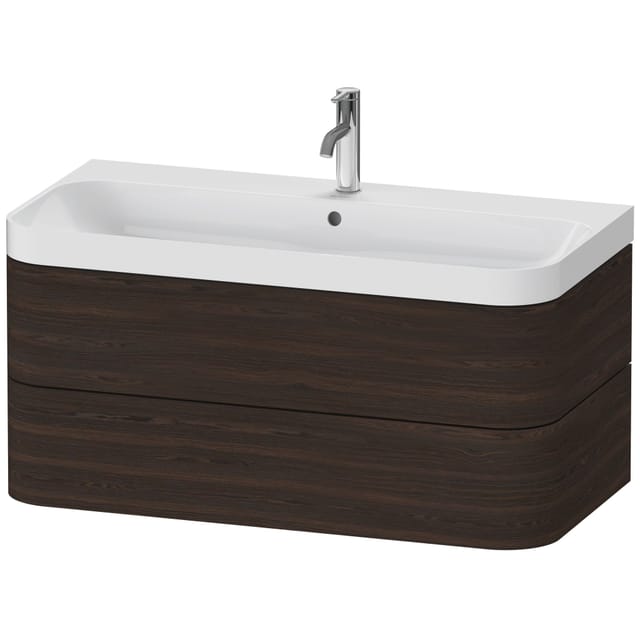 Duravit Möbelwaschtisch Happy D.2 Plus 97,5x49cm, 1 HL, Nussb geb., 2 Schubk.