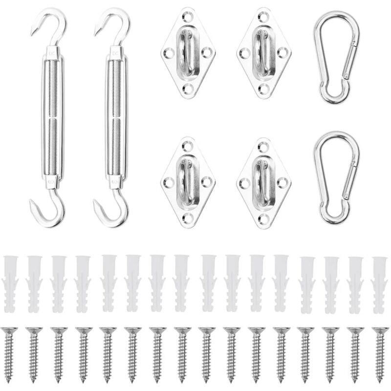 Vidaxl Jeu D'Accessoires De Voile D'Ombrage 8 Pcs Acier Inoxydable - Vidaxl Jeu D'Accessoires De Voile D'Ombrage 8 Pcs Acier Inoxydable