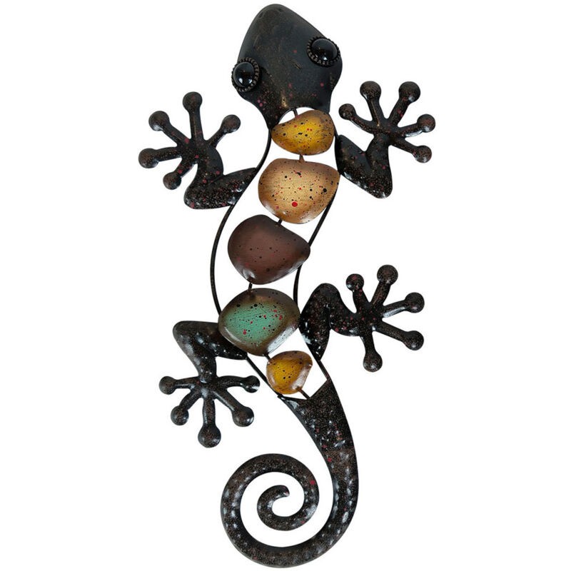 Décoration Murale Gecko En Métal, Sculpture Suspendue D'Art De Jardin En Lézard, Décoration Extérieure Pour La Maison, La Cour Ou La Clôture（gauche）