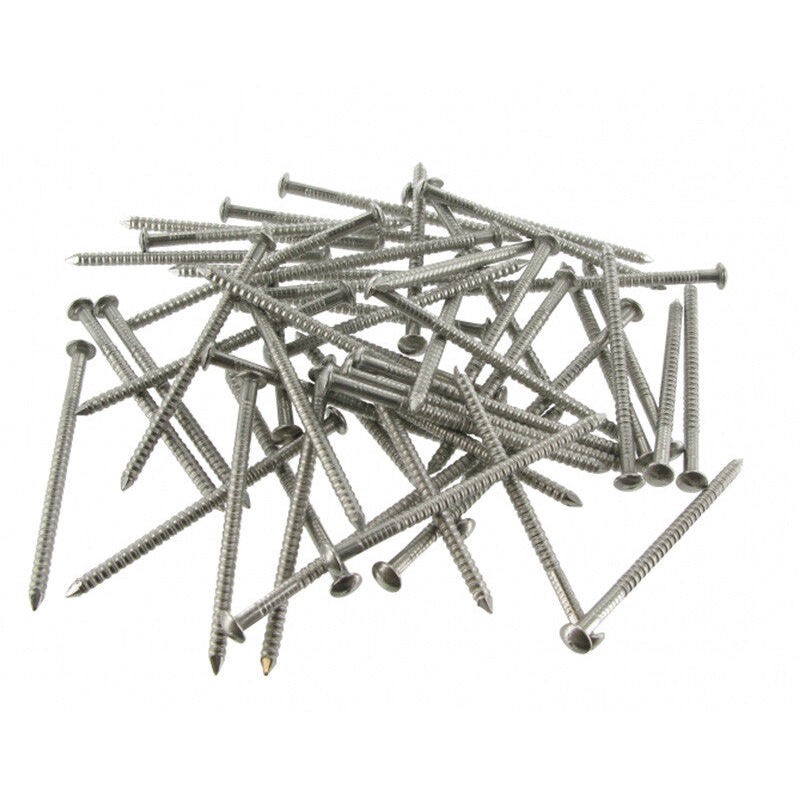 Pointes Bombée Inox A2 Annelée En Vrac 1kg – Dimensions 50x2.5mm – 500 Pointes Pour Fixation Bois Dur – Résistance Extérieure