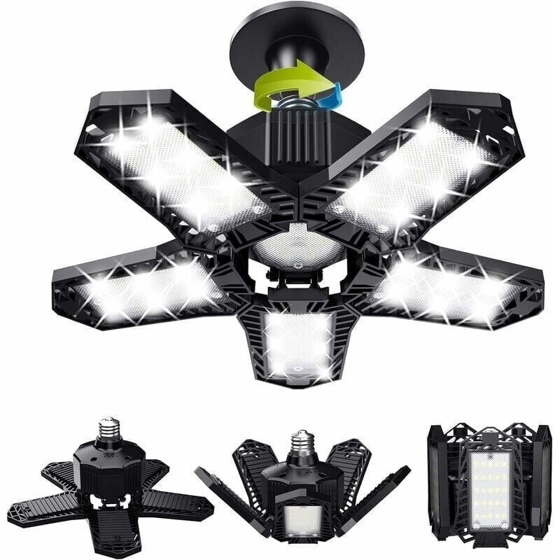 Aimoonsa – Plafonnier Led 120w 12000lm – Lumière Du Jour 6500k – Compatible E26/e27 – Installation Rapide Sans Outil – Pour Garage Et Entrepôt