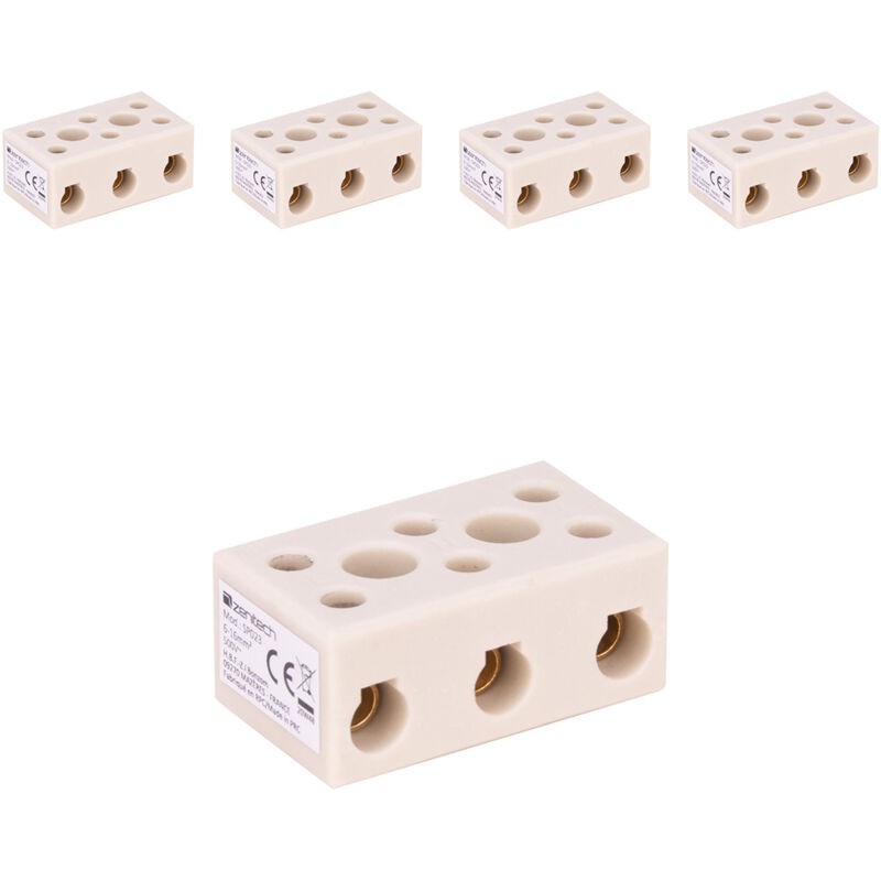 Lot De 5 Bornes Stéatite Tripolaires 6 À 16mm² - Zenitech - Lot De 5 Bornes Stéatite Tripolaires 6 À 16mm² - Zenitech