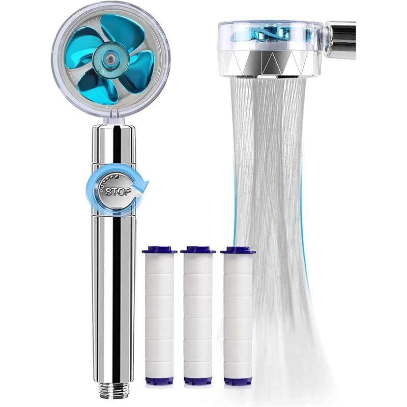 Pommeau De Douche Anti-calcaire Haute Pression – Système De Filtration Multicouche – 3 Filtres En Coton Pp Remplaçables – Économie D'Eau 20-50%