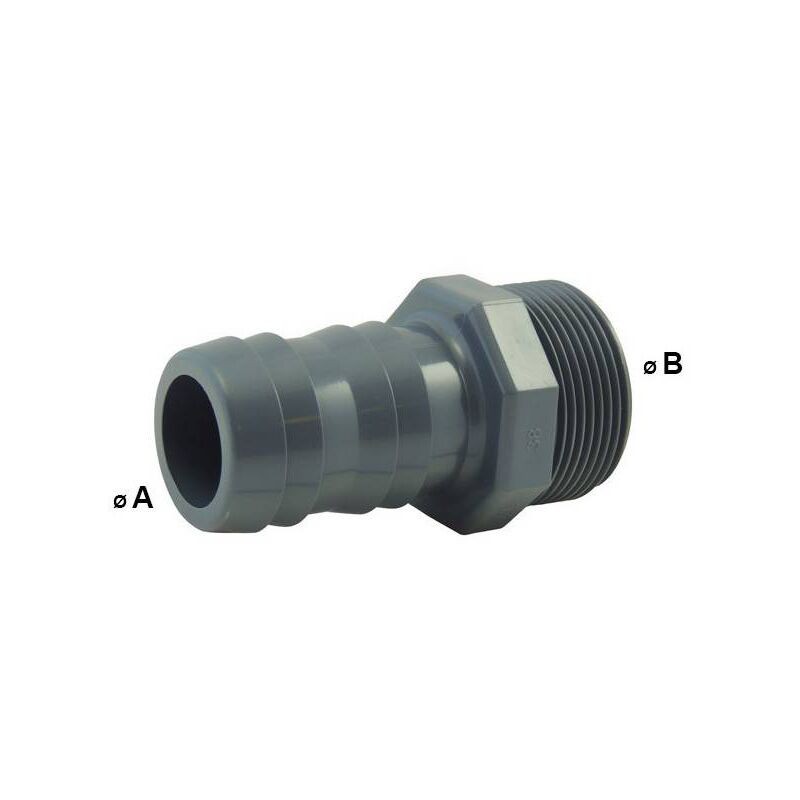 Douille Cannelée Mâle En Pvc Ø A: 38mm Ø B: 1''1/2 - Douille Cannelée Mâle En Pvc Ø A: 38mm Ø B: 1''1/2