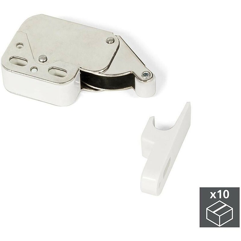 Emuca – Lot De 10 Fermetures À Pression Pour Meubles – Acier Et Plastique – Système D'Éjection Automatique – Dimensions 18x3x20mm
