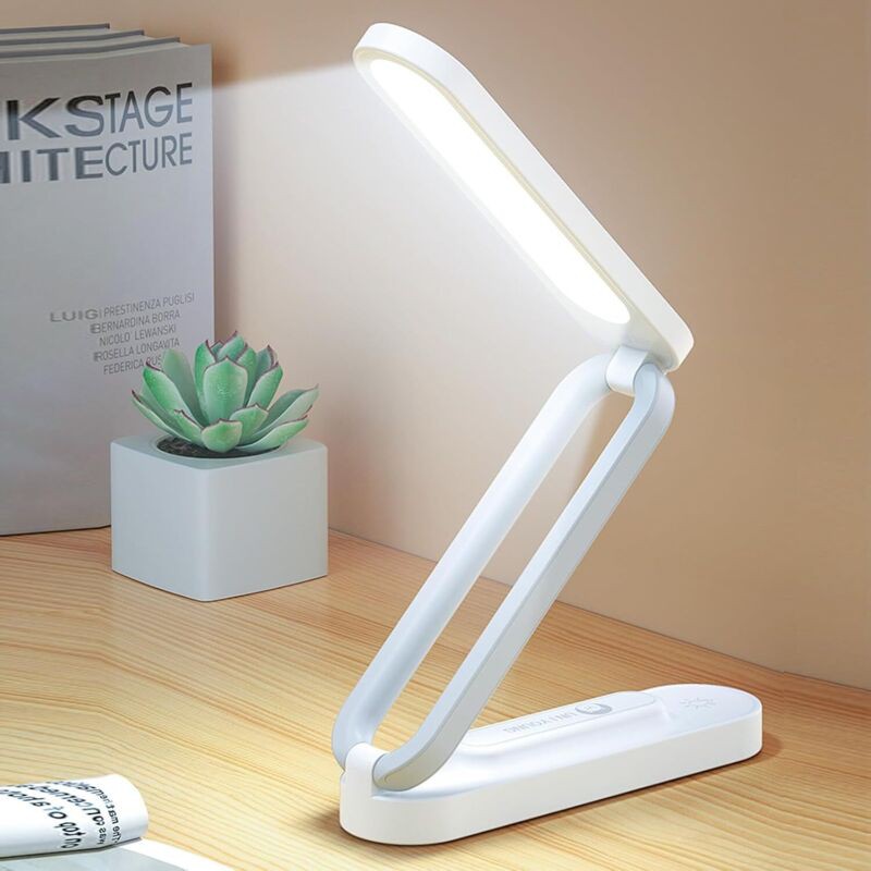 Longziming – Lampe De Bureau Led Sans Fil Pliable – Intensité Variable 3 Niveaux – Douce Pour Les Yeux – Rechargeable Usb – Autonomie 3 À 12h