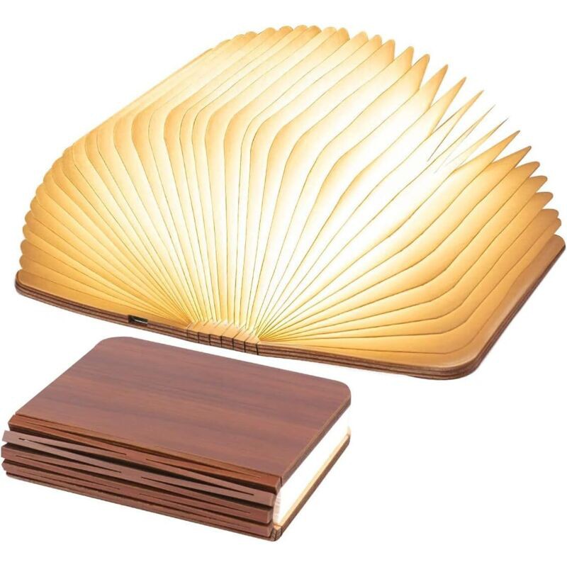 Lampe De Livre Led Pliante En Bois, Lampe De Table Led En Noyer, Veilleuse Usb, Lampe De Livre Rechargeable, Lumière D'Ambiance, Lampe De Livre