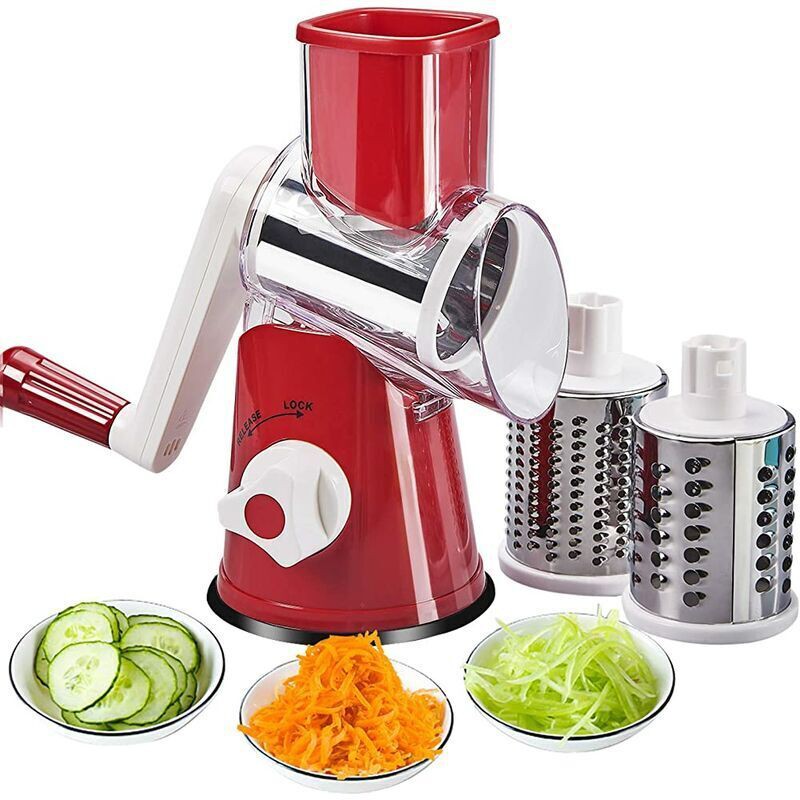 Râpe À Main Rotative Pour Légumes – 3 Lames En Acier Inoxydable – Design Rotatif Pour Trancher Et Râper Facilement – Compatible Lave-vaisselle