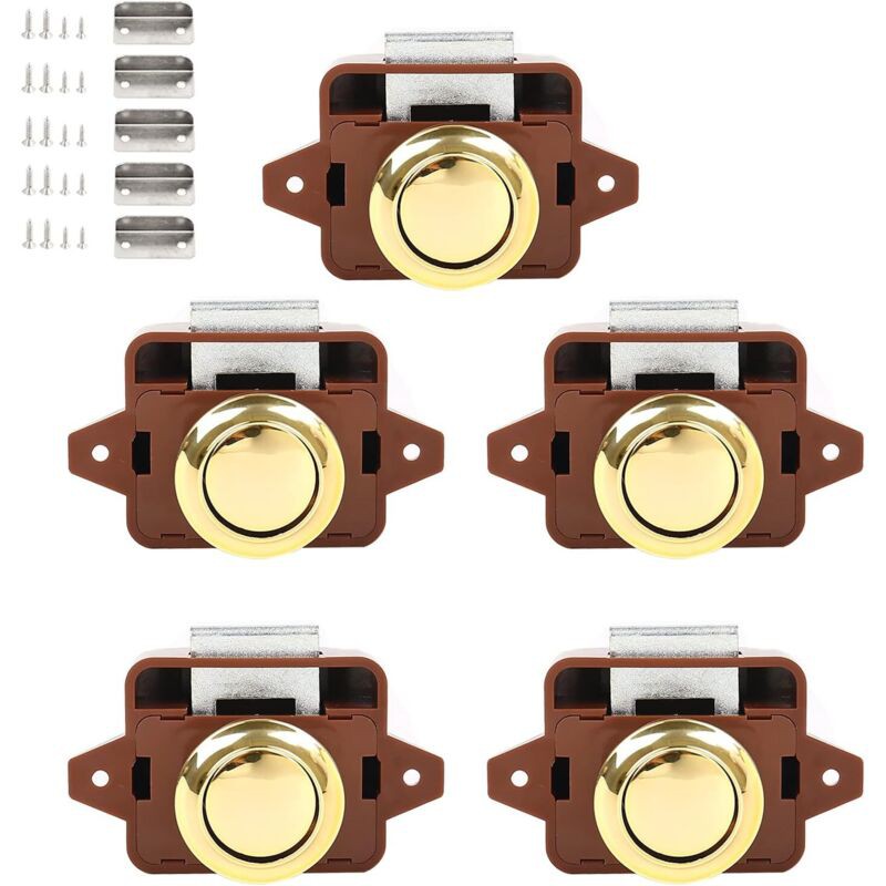Gotrays – Loquet De Verrouillage À Bouton-poussoir – Alliage De Zinc Et Abs – Pour Armoires, Camping-cars Et Bateaux – Installation Facile