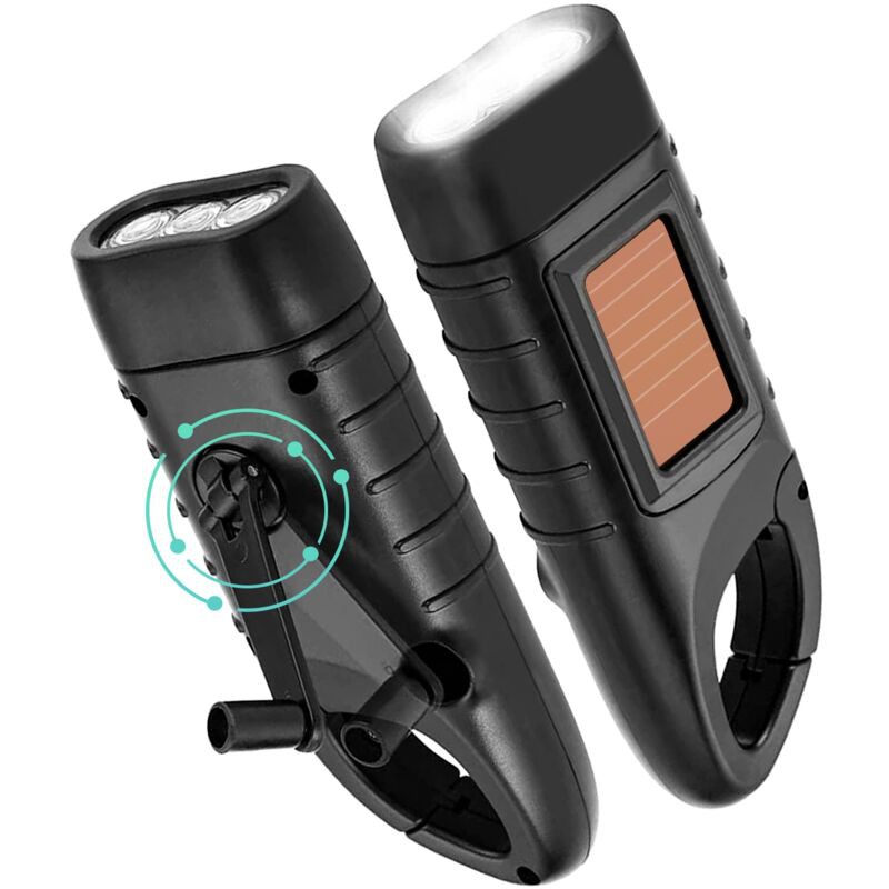 Torche À Manivelle 2 Pièces Torche,à Dynamo Led Rechargeable Avec Manivelle Lampe, À Manivelle D'Urgence Pour Panne De Courant Camping En Plein Air