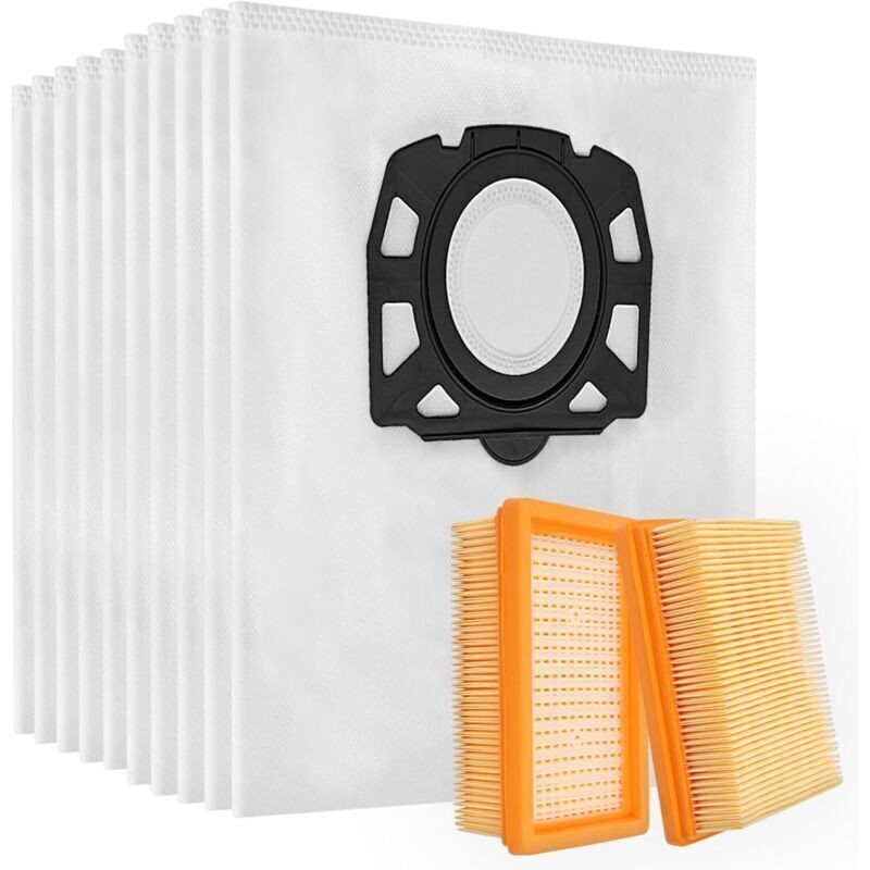 Kit 10 Sacs Et 2 Filtres Aspirateur Pour Karcher Wd4 Wd5 Wd6 Mv4 Mv5 Mv6 - Kit 10 Sacs Et 2 Filtres Aspirateur Pour Karcher Wd4 Wd5 Wd6 Mv4 Mv5 Mv6