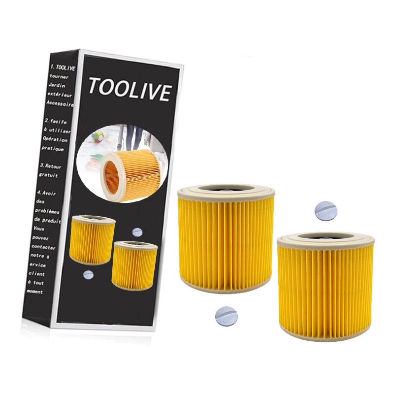 Filtre À Cartouche, Lot De 2 Filtre Aspirateur Karcher, Pour Kärcher Wd3 Premium, Wd2, Wd3, Wd3p, Mv2, Mv3 - Filtre Wd3 - Filtre De Rechange Pour
