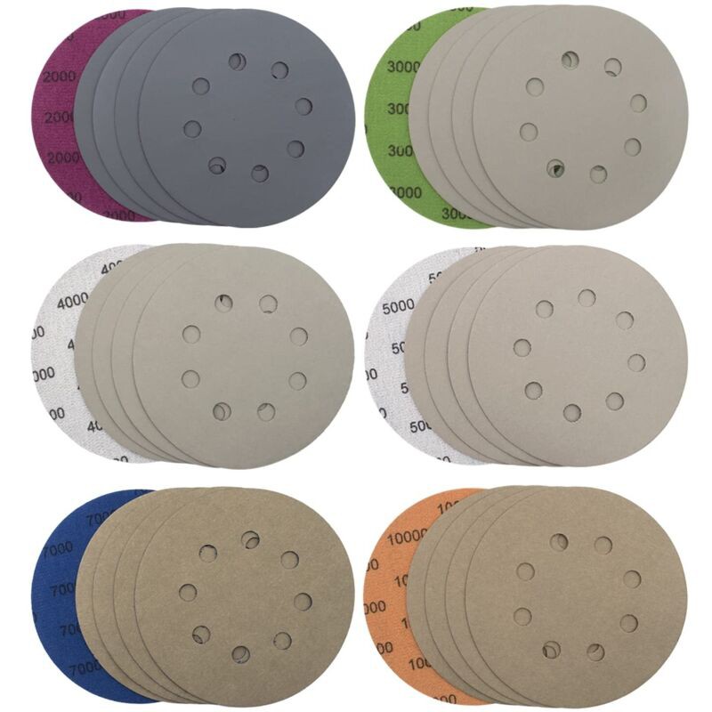 30 Pièces Disques De Ponçage 125mm 8 Trous Disques Abrasifs Papier De Verre Sec À L'Eau Tampons De Ponceuse Orbitale Feuilles De Papier Abrasif Pour