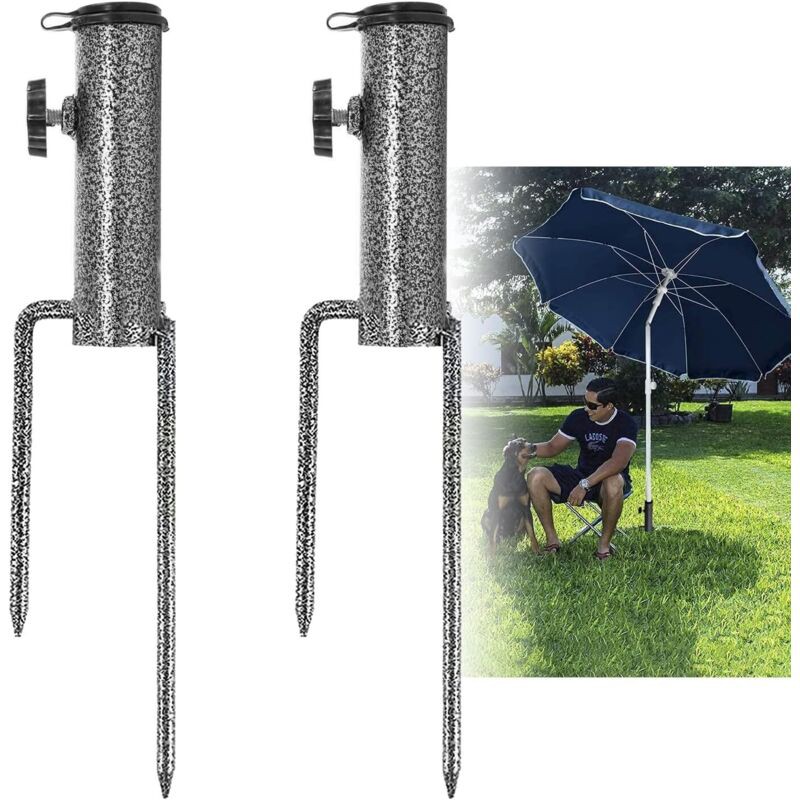 Memkey – Pied De Parasol En Fer À Repasser – Ancrage Solide Pour Plage Et Jardin – Longueur 32 Cm – Diamètre Mât 3,6 Cm – Facile À Installer