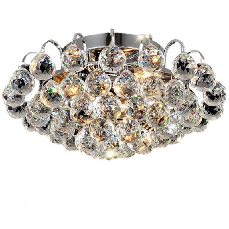 Led Plafonnier En Cristal Chrome, Moderne Luxe Lustre Lampe De Plafond Éclairage Design E14 Pour Chambre À Coucher, Couloir, Salon