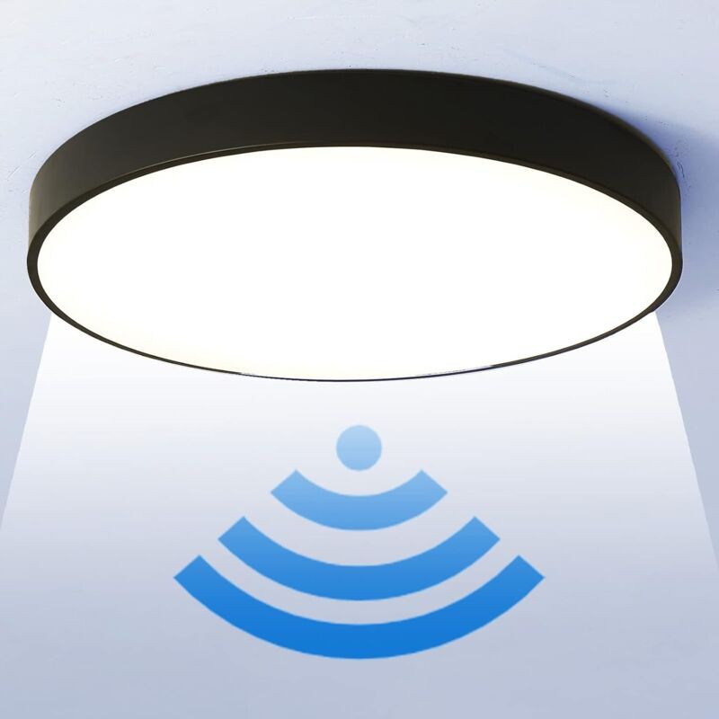 Groofoo Plafonnier Led Avec Détecteur De Mouvement, 24w 5000k Rond Lampe Plafond Led Détecteur De Mouvement Radar Pour Exterieur Intérieur Escalier