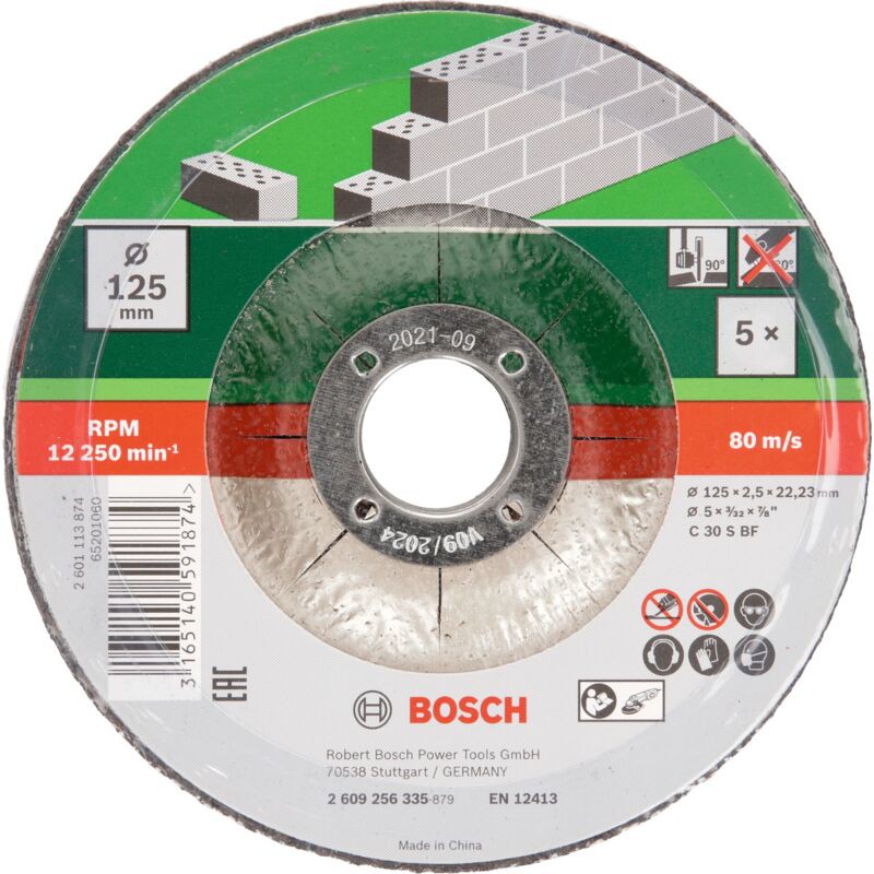 Set De Disques À Tronçonner À Moyeu Déporté Pour La Pierre, 5 Pcs Bosch 2609256335