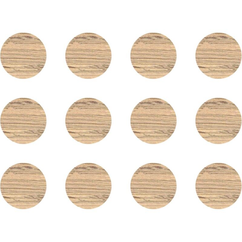 12x Cache Vis Adhésif Autocollant Diamètre 40mm Protection Bouchon Trou Obturateur Meuble Table Chaise Maison, Chêne Nagano