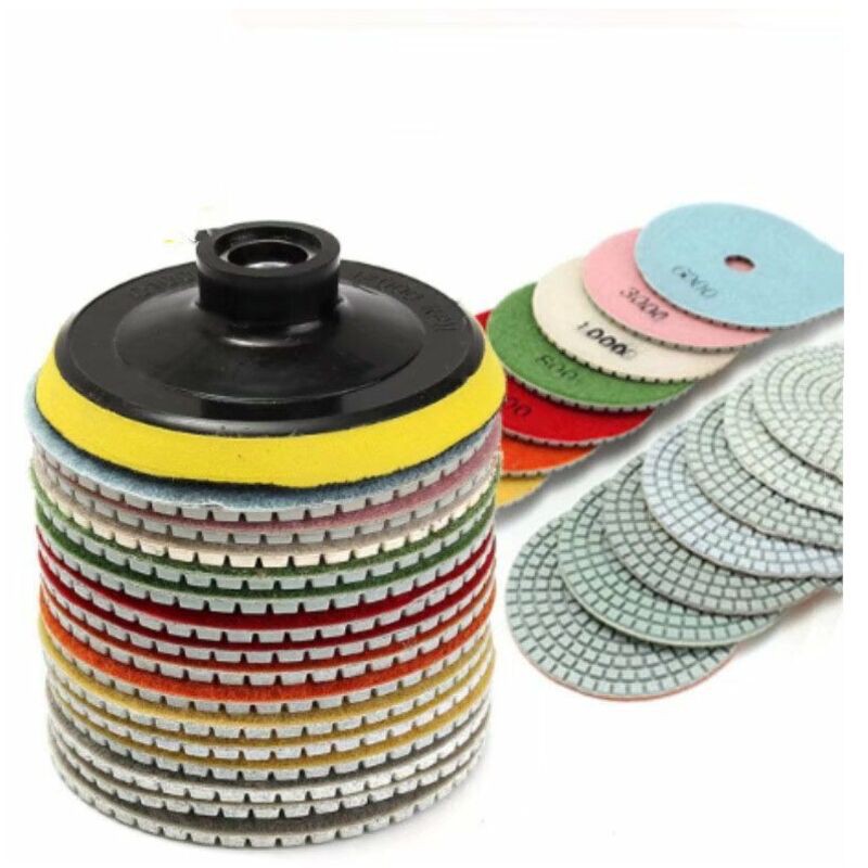 Disque Diamant Pour Meuleuse 4 Pouces – Polissage Humide Et Sec – Pour Granit, Marbre, Béton, Pierre – Poudre De Diamant Imprégnée De Résine