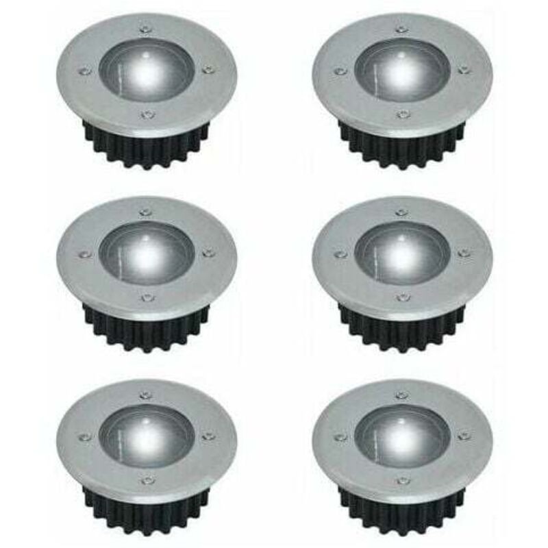 Lot De 6 Spots Led Solaires Encastrables Ronds 85mm – Acier Inoxydable – Résistant Aux Intempéries – Autonomie 8h – Éclairage Blanc