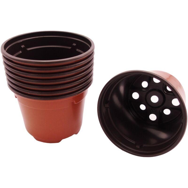 Nature – Lot De 8 Pots Horticoles Ronds 9.5cm Diamètre – Plastique Thermoformé – Trous De Drainage Pour Circulation D'Eau – Semis Et Transplantation