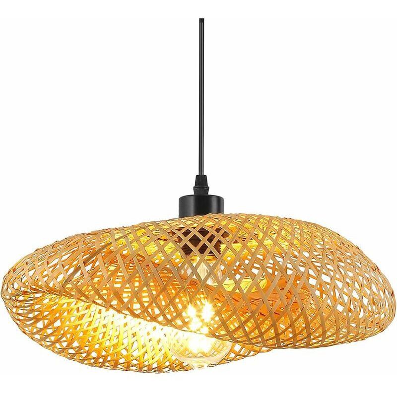 Trimec – Luminaire Plafonnier En Bambou 40 Cm – Suspension Rotin E27 Pour Éclairage Décoratif – Résistant Aux Insectes Et À La Moisissure