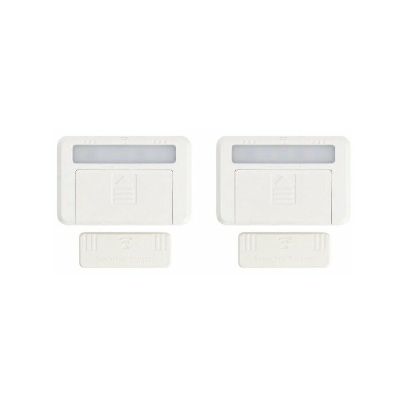 Lot De 2 Éclairages De Placard Et Tiroir À Piles (incluses) - Détection Magnétique - 50 Lumens - Blanc Neutre