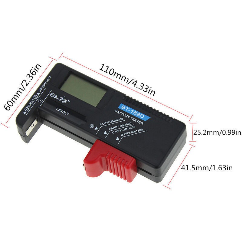 Bt-168d Testeur De Batterie Numérique Volt Checker 9v Testeur, Pile Bouton Rechargeable Aaa 1,5v Aaa Aa Cd Test De Batterie Universel, Br-life
