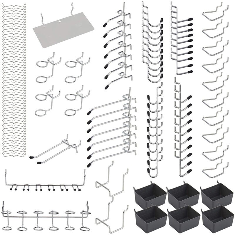 Kit D'Assortiment De Crochets Pour Panneau Perforé En Métal, Kit D'Assortiment De Serrures À Chevilles, Applications Suspendues, 140 Pièces