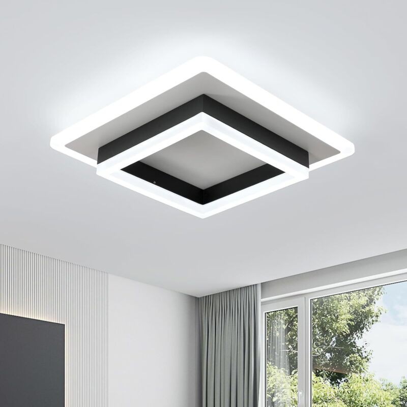 Goeco – Plafonnier Led Carré 30w 3300lm – Lumière Froide 6500k – Métal Et Acrylique – Installation Facile Pour Salons Et Chambres - 3250lm
