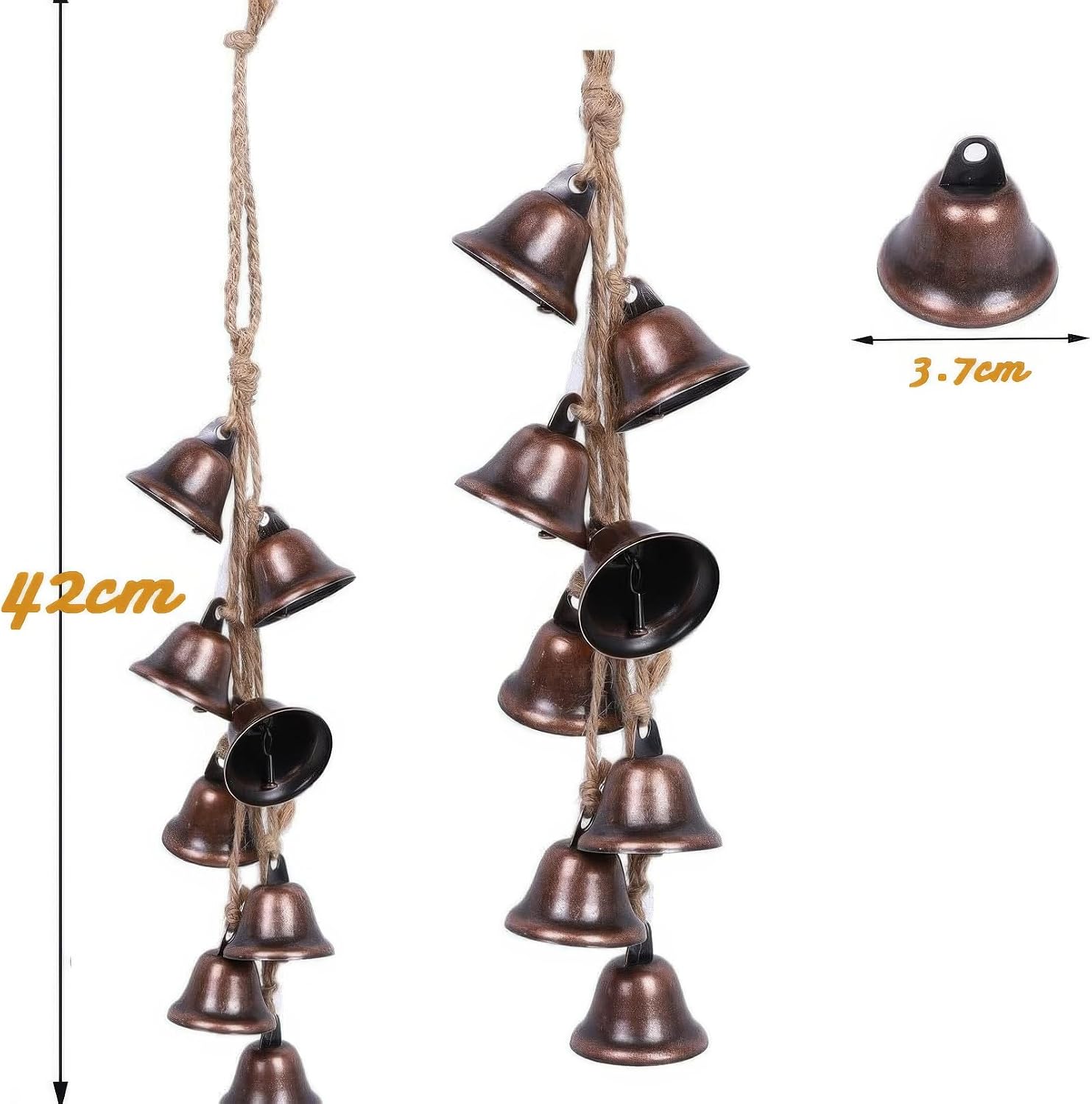 Carillon De Jardin Jeiibrzui - Métal Feng Shui - 49,5 Cm - 1 Pièce - Décoration Suspendue Extérieure En Laiton Doré