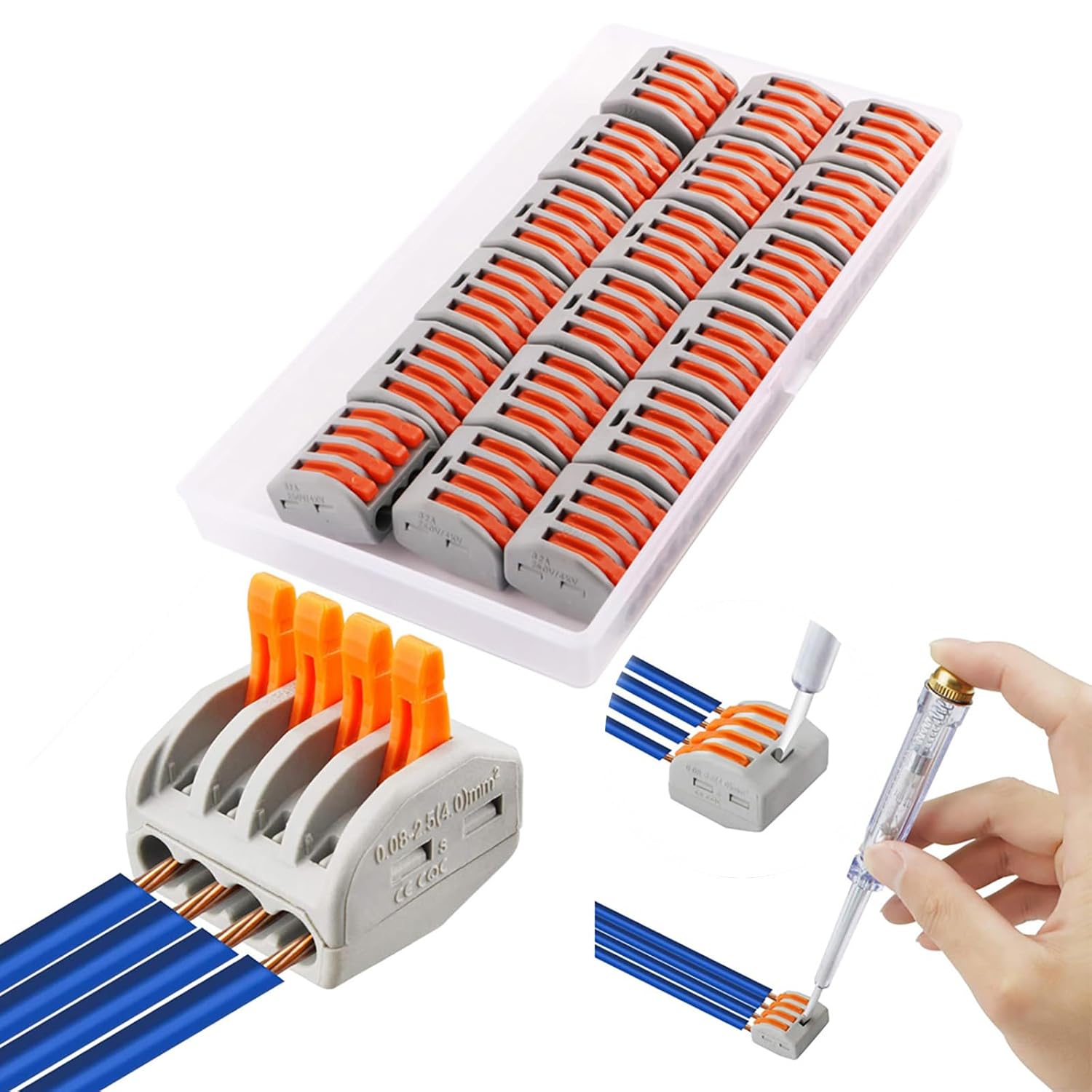 Elektrische Steckverbinder – 18 Stück – Flammhemmendes Pa66-nylon – 4-polige Schnellklemmen – Elektroinstallation – 0,08 Bis 4 Mm²