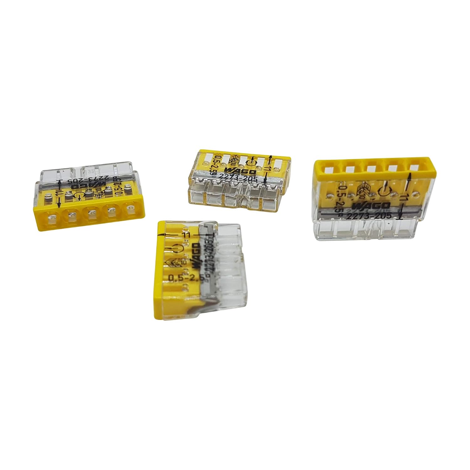 5-polige Anschlussklemmen – 50er-pack – Technischer Kunststoff – Schnellanschluss 450 V 24 A – Allgemeine Elektro- Und Beleuchtungsanwendungen –