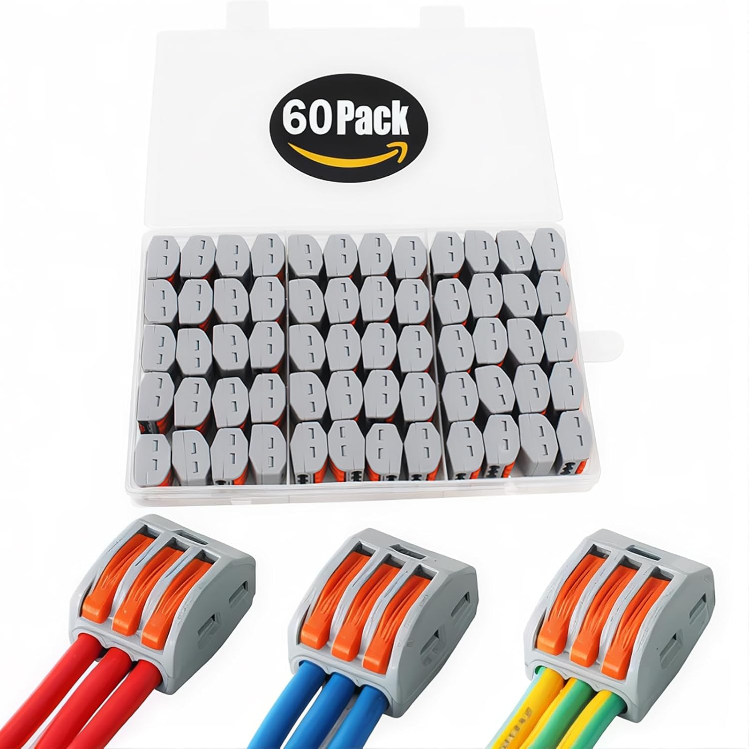 60-teiliges Set Hebelverbinder – Flammhemmendes Pa66-nylon – 3-wege-schnellklemmen – Sichere Elektrische Verkabelung – Haus Und Gebäude – Für Drähte