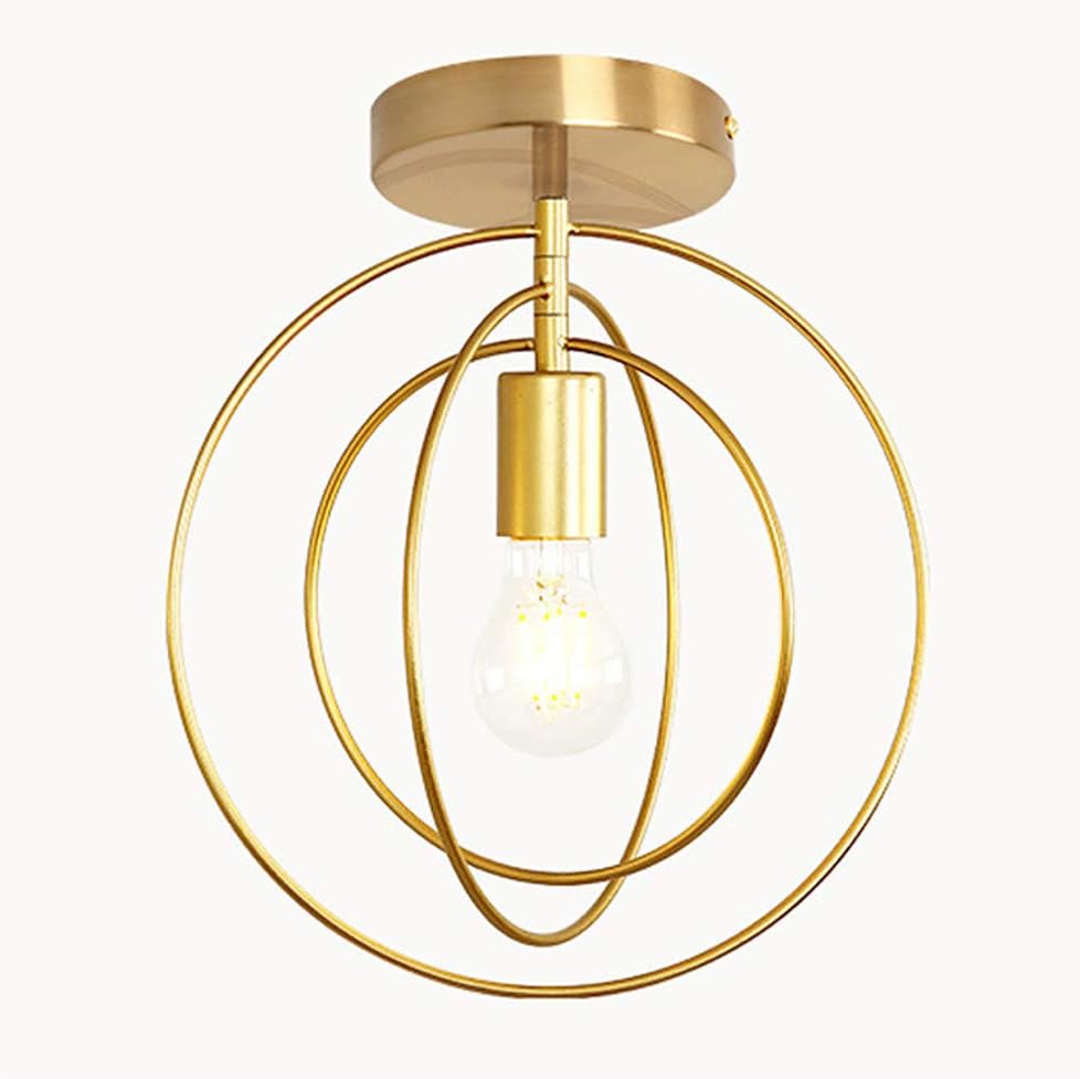 Retro-industrie-deckenleuchte – 1-flammig – Goldfarbenes Metall – 360° Drehbare Kugeln – Wohnzimmer Und Flur – Durchmesser 32 Cm