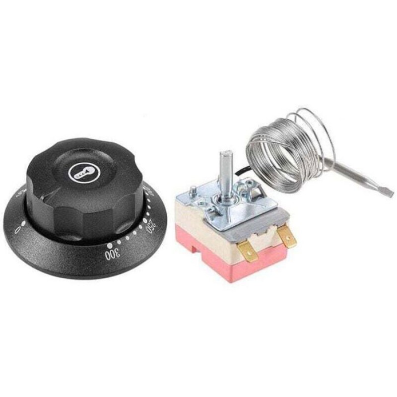 Kapillarthermostat – 250 V, 16 A – 50–300 °c – 2 M – Kompatibel Mit Kühlschränken, Warmwasserbereitern Und Backöfen – Aluminium