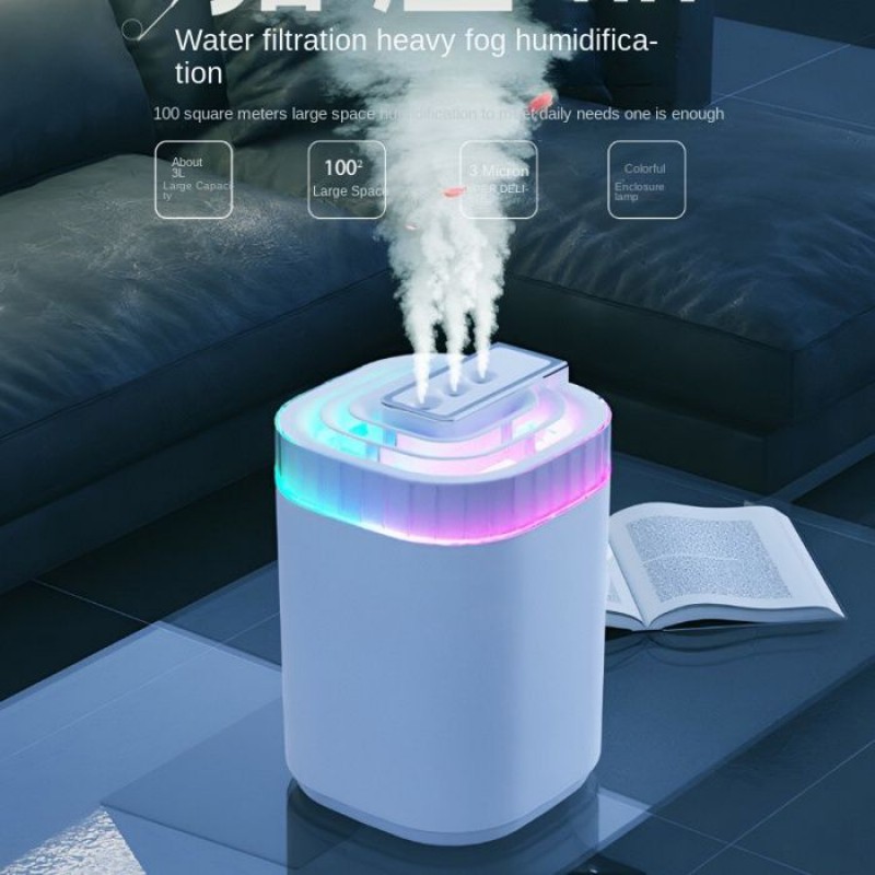 Raumluftbefeuchter – Mini-tragbares Format – 3 Sprühdüsen – Intensiver Nebel