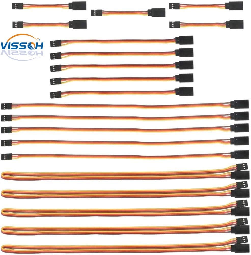 Rc-servo-verlängerungskabel – 20 Stück – 22awg-draht Und Jr-stecker – 4 Variable Längen – Flugzeuge, Autos, Drohnen – 75 Mm Bis 600 Mm