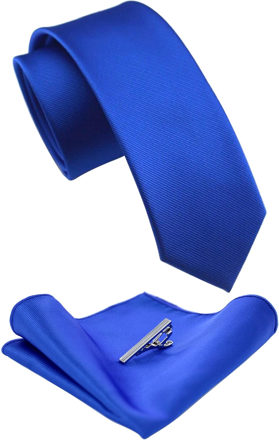 Herrenkrawatten-set 6 Cm – 3-teilig – Elegantes Polyester – Mit Clip Und Einstecktuch – Büro, Hochzeit, Abend – 147 X 6 Cm