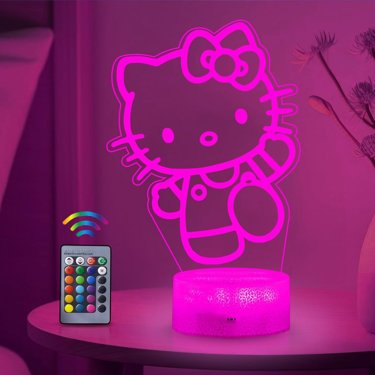 3d-katzen-nachtlicht – 1 Stück – Acryl Und Abs – 16 Led-farben – Kinderzimmer Und Geschenk – Fernbedienung Inklusive