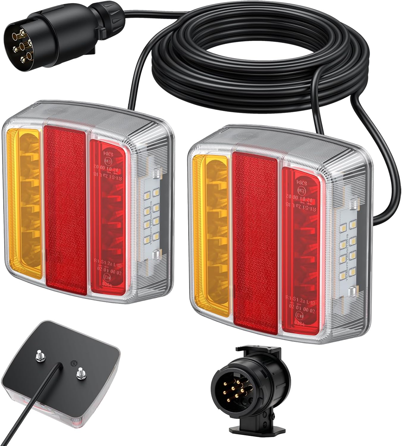 Led-anhänger-rückleuchten – 2-teiliges Set – Ip65 Wasserdicht – 7,5 M Kabel Und 13/7-adapter – E11-straßenzulassung – Für Wohnmobile Und Lkw