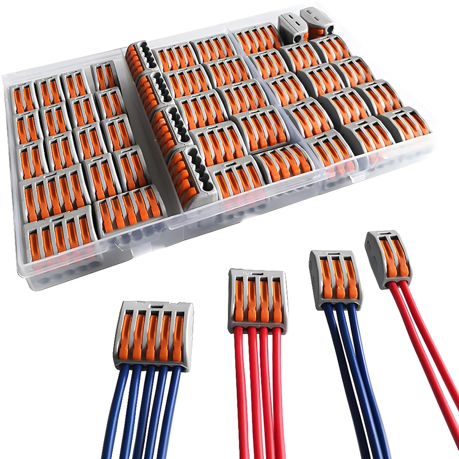 Set Mit 46 Automatischen Elektrischen Steckverbindern – Kupfer Und Flammhemmendes Nylon – 2- Bis 5-polige Schnellverbinder – Für Hausinstallationen