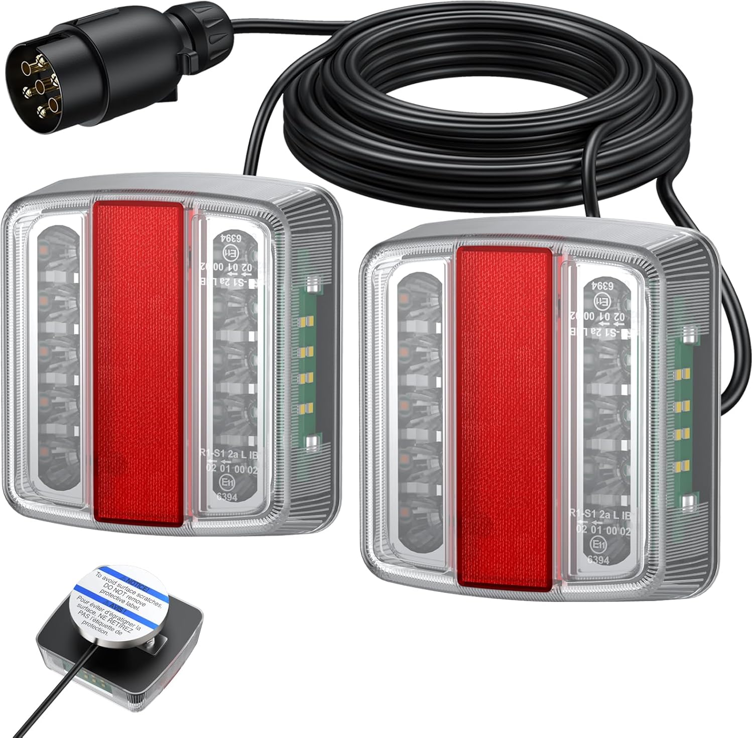 Rückleuchten Für Anhänger – 2 Stück – Led Und Magnetischer Stahl – 7,5 M Langes 7-poliges Kabel – Für Lkw Und Wohnmobile – E11-geprüft