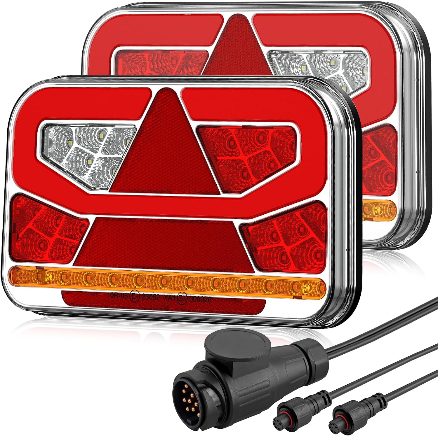 Packung Mit 60 Led-rückleuchten – 13-poliges 5-m-kabel – Ip65 Wasserdicht – Für Anhänger Und Lkw – E11-geprüft – 239,5 X 140 Mm