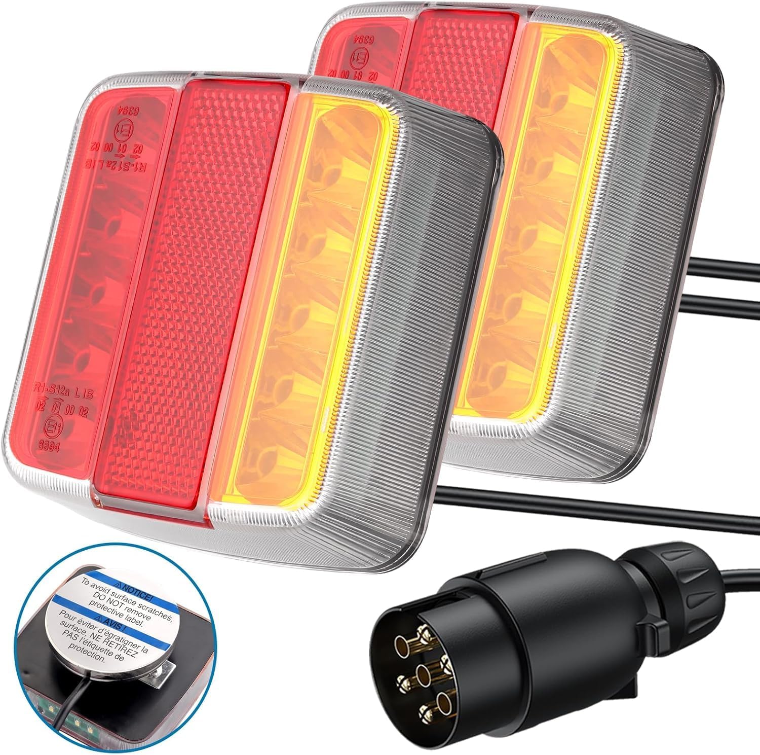 Rückleuchten Für Anhänger – 2 Stück – Ip65 Wasserdichte Leds – Starke Magnete – 7,5 M Kabel – Wohnmobil/nutzfahrzeug – E11-geprüft