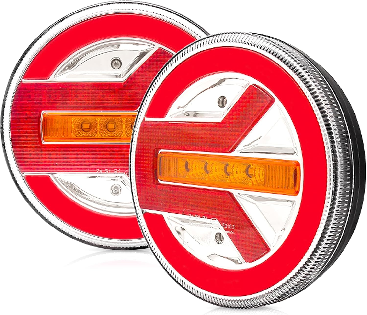 2 Runde Led-rückleuchten – Ip67 Wasserdicht, 12 V/24 V – Bremspositionsanzeige – Für Lkw, Anhänger Und Wohnwagen – 14 X 14 Cm