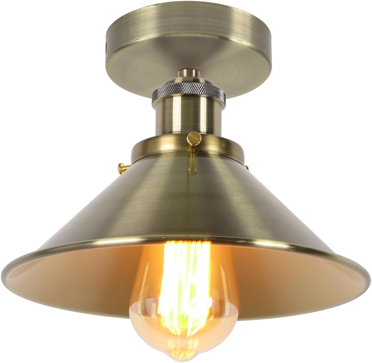 Industrielle Deckenleuchte – 1 Stück – Gebürstetes Bronze-eisenmetall – Vintage-design E27 – Küche, Wohnzimmer, Flur – Durchmesser 22 Cm