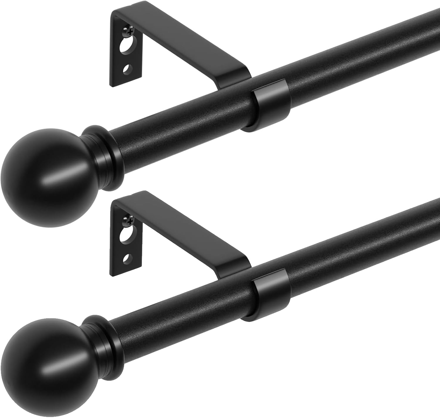 Schwarzes Gardinenstangen-set, 2er-pack – Ausziehbares Metall – 16 Mm Durchmesser – Für Transparente Und Schwere Gardinen – Wohnzimmer, Schlafzimmer,